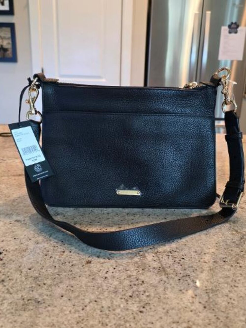 NWT $378 Rebecca Minkoff Leather Darren Shoulder/Crossbody Bag, Black - Picture 2 of 4